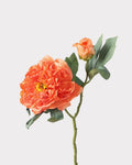 2-Head Peony Faux Flower in Orange - 19"