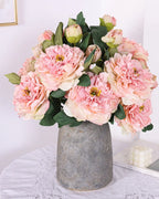 2-Head Peony Faux Flower in Pink - 19"