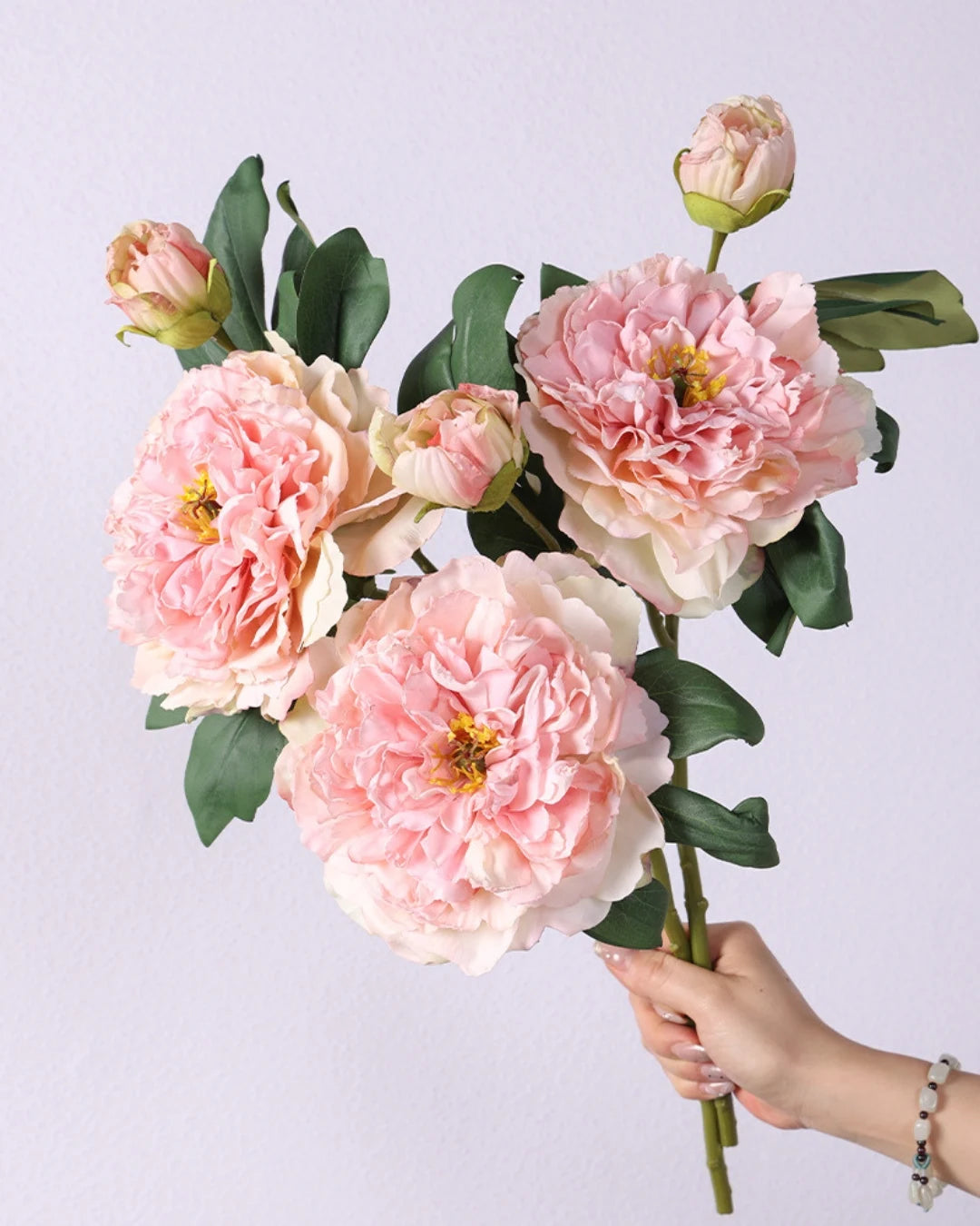 2-Head Peony Faux Flower in Pink - 19"