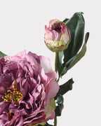 2-Head Peony Faux Flower in Purple - 19"