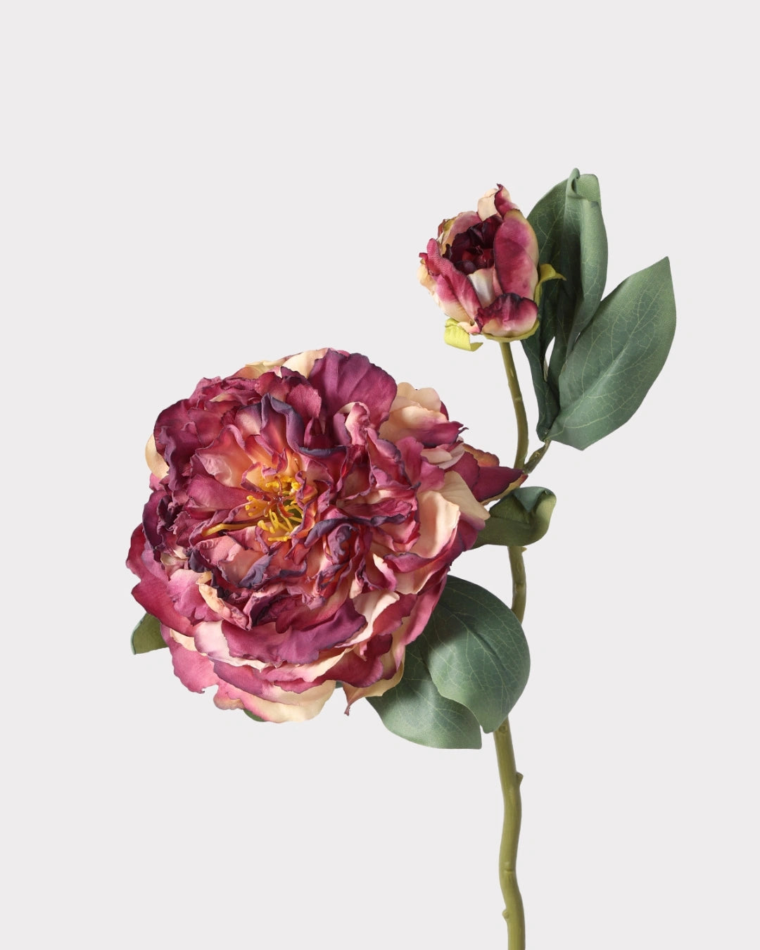 2-Head Peony Faux Flower in Red - 19"
