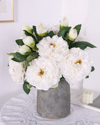 2-Head Peony Faux Flower in White - 19"