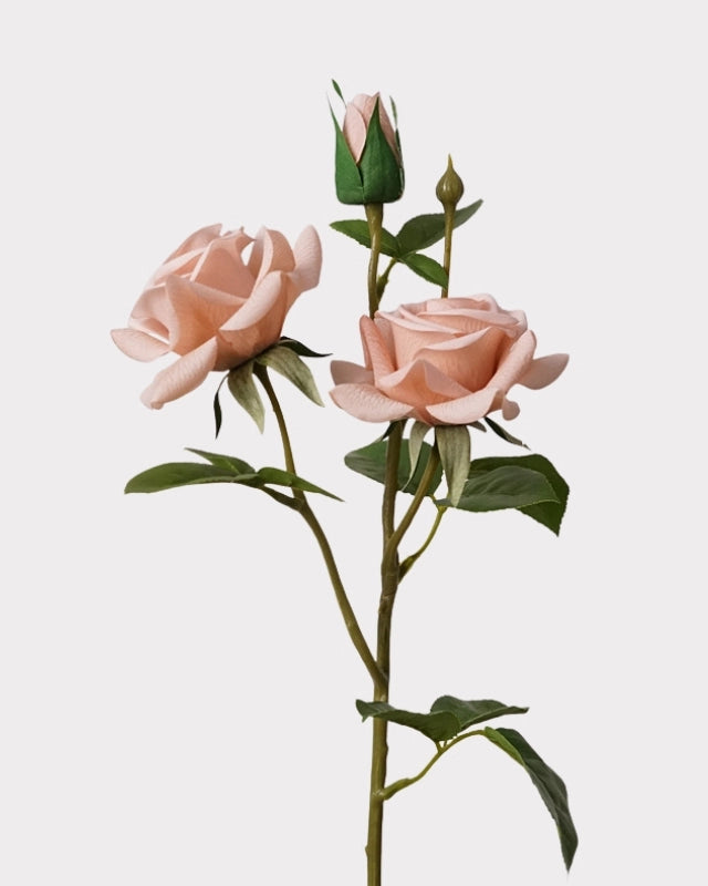 2-Head Rose Faux Flower in Pink - 23"