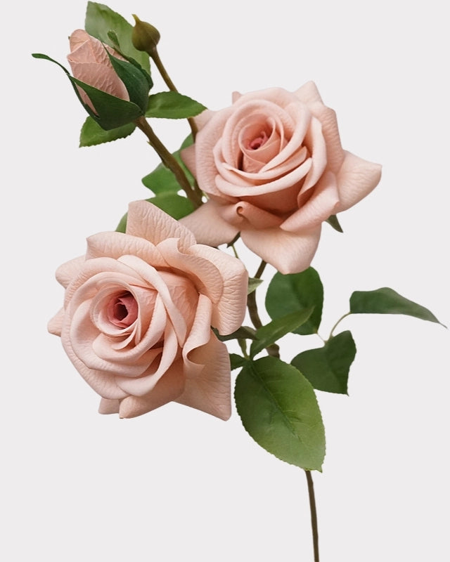 2-Head Rose Faux Flower in Pink - 23"