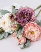3-Head Burnt Edge Peony Faux Flower - 26"