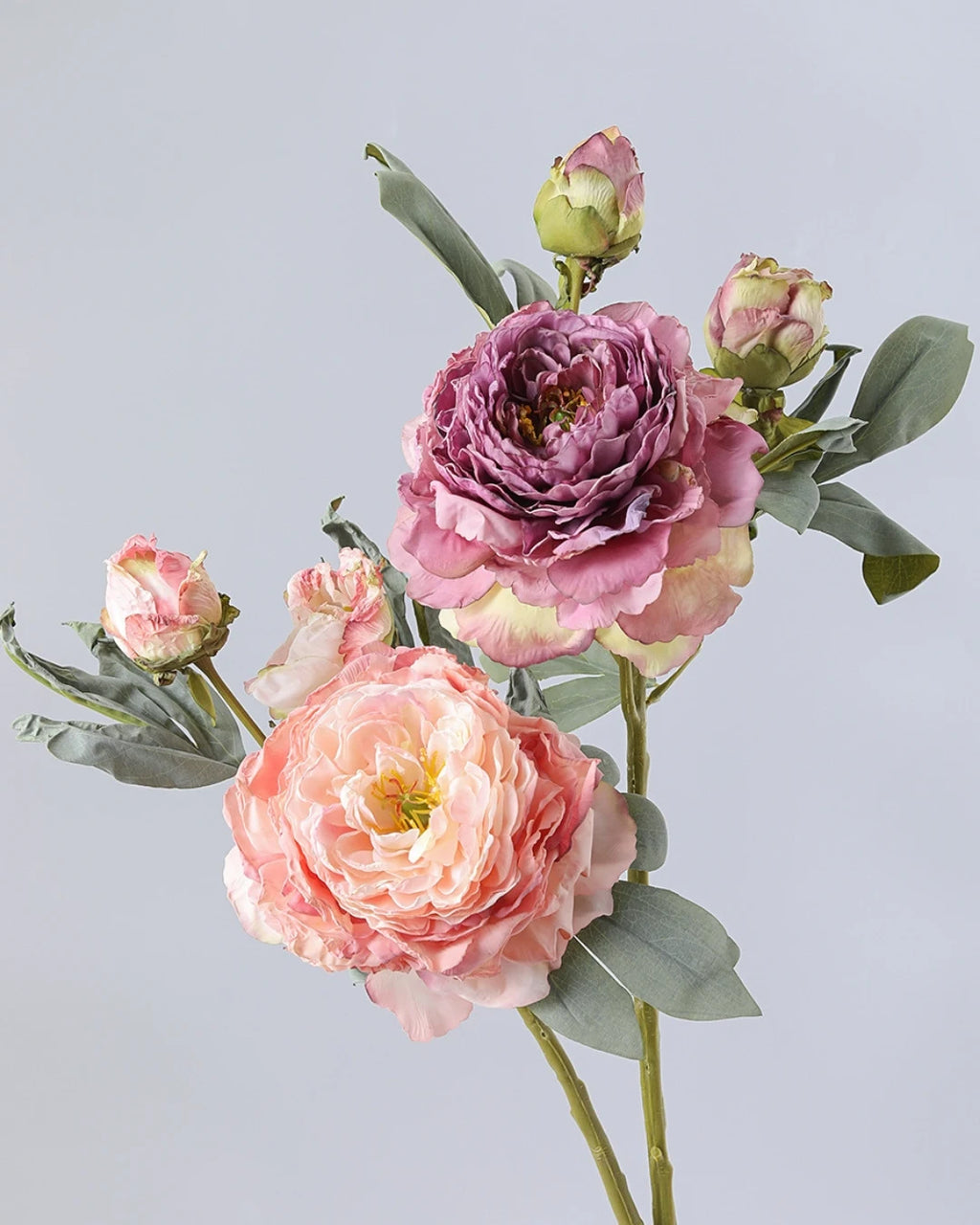 3-Head Burnt Edge Peony Faux Flower - 26"