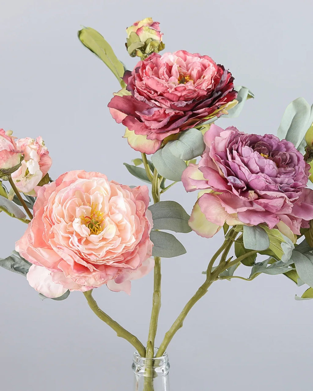 3-Head Burnt Edge Peony Faux Flower - 26"