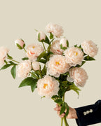 3-Head Peony Faux Flower in Champagne - 29.5"