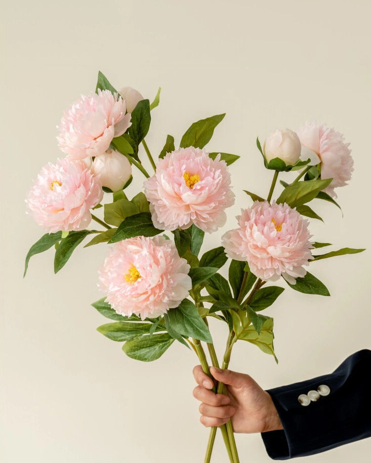 3-Head Peony Faux Flower in Deep Pink - 29.5"