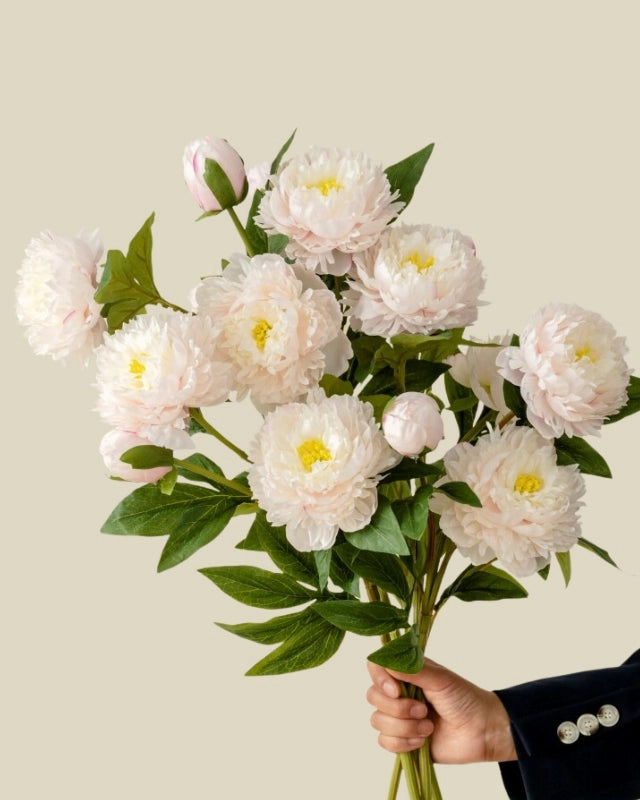 3-Head Peony Faux Flower in Light Pink - 29.5"