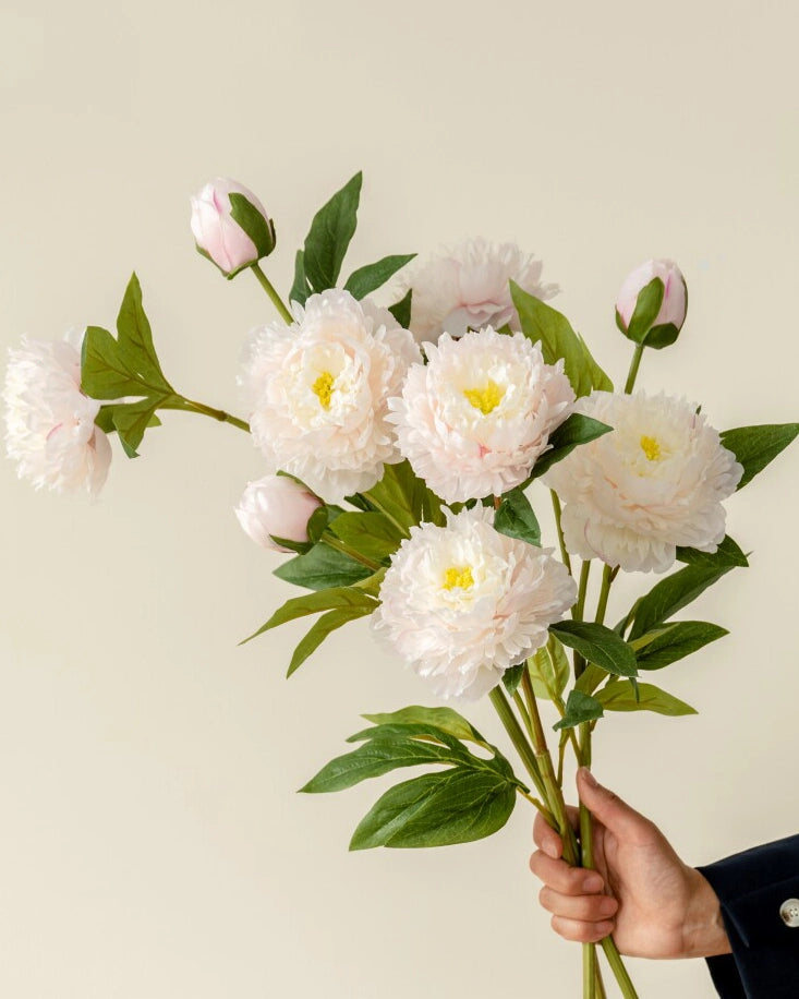 3-Head Peony Faux Flower in Light Pink - 29.5"