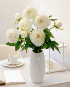 3-Head Peony Faux Flower in White - 29.5"