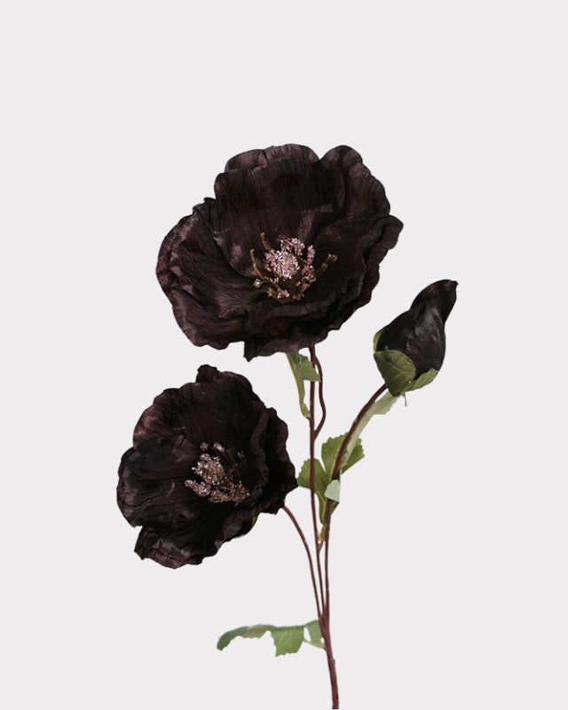 3-Head Poppy Faux Flower - 28"