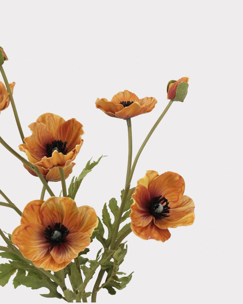 3-Head Poppy Faux Flower in Brown - 18"
