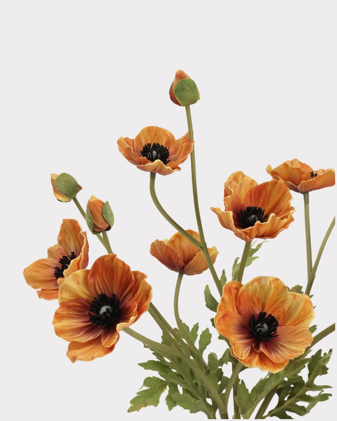 3-Head Poppy Faux Flower in Brown - 18"