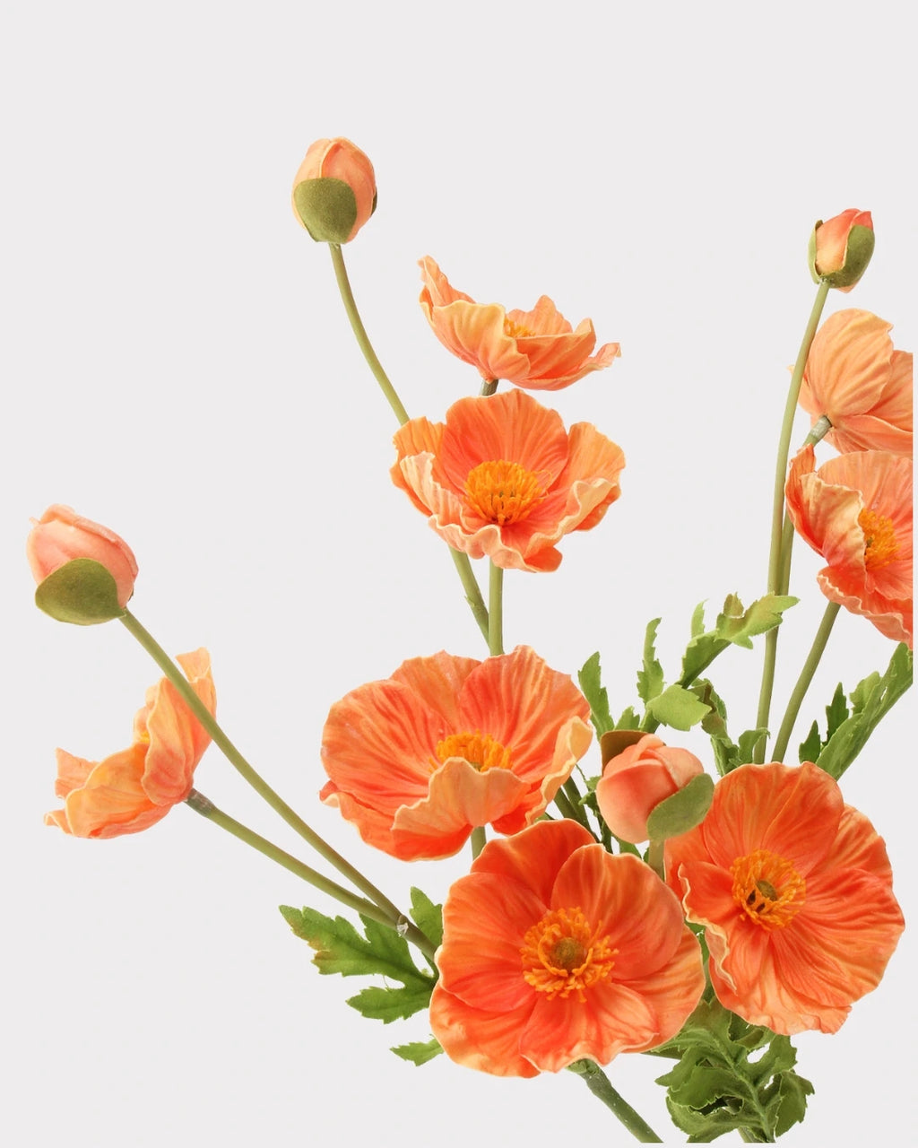 3-Head Poppy Faux Flower in Orange - 18"