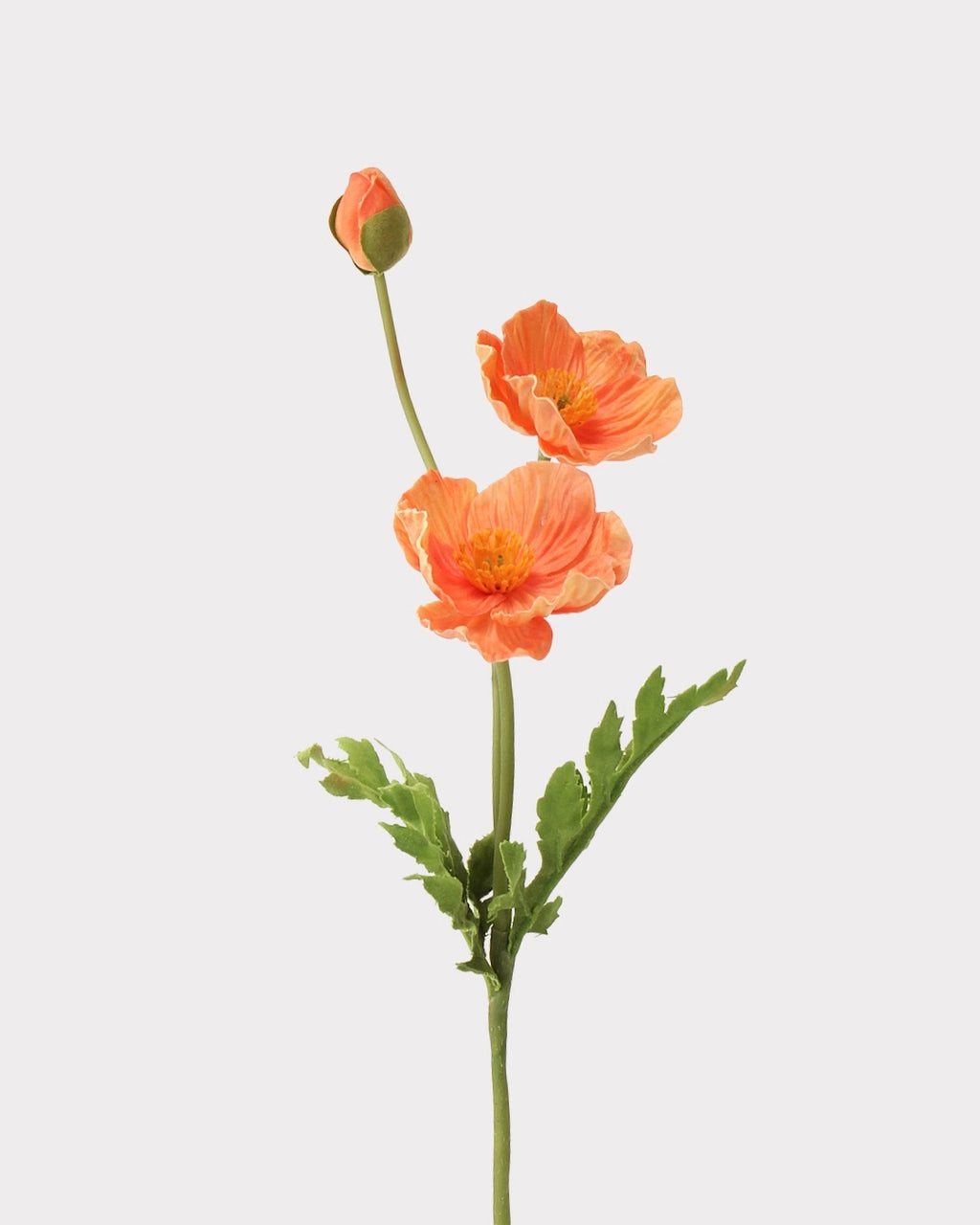3-Head Poppy Faux Flower in Orange - 18"