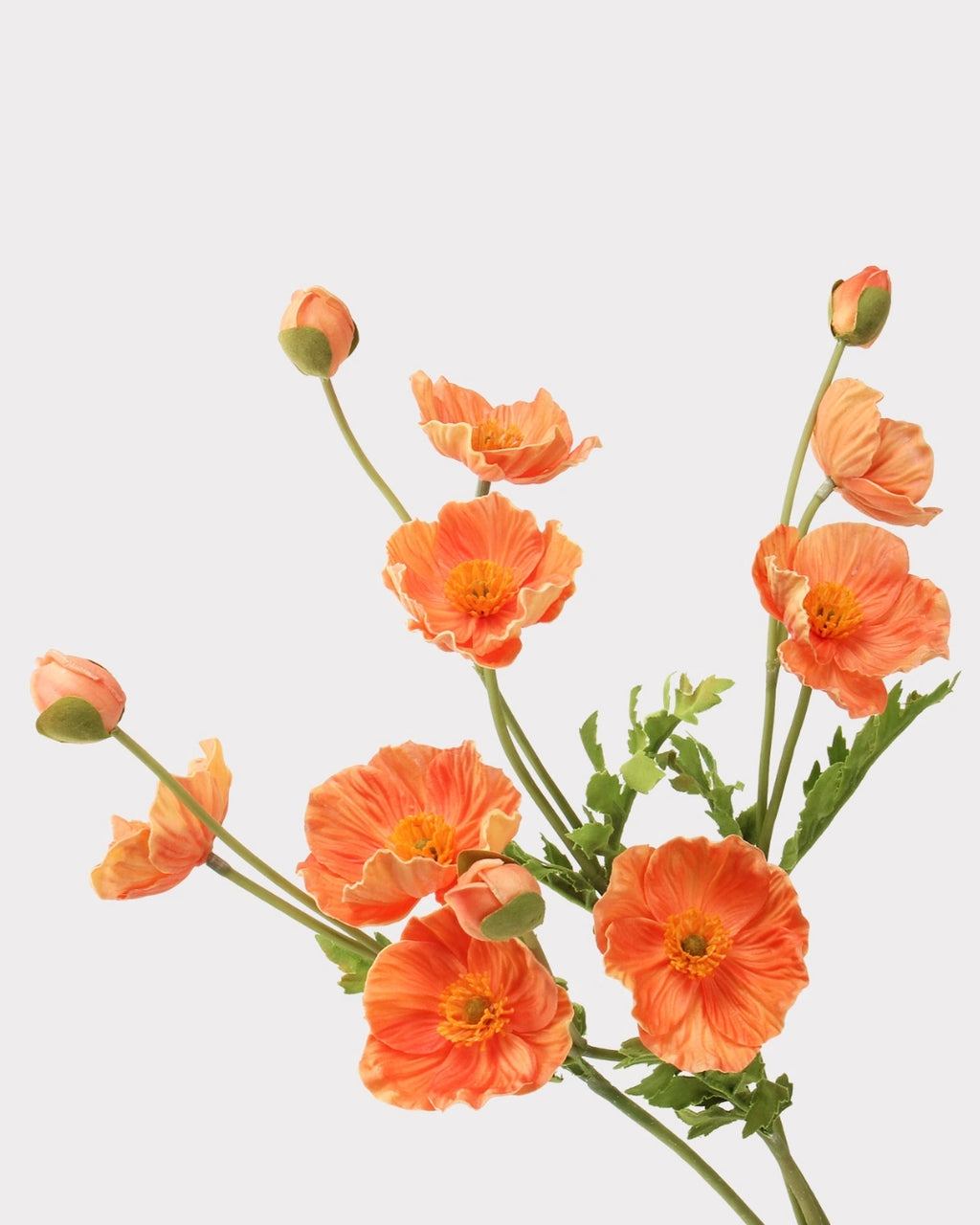 3-Head Poppy Faux Flower in Orange - 18"