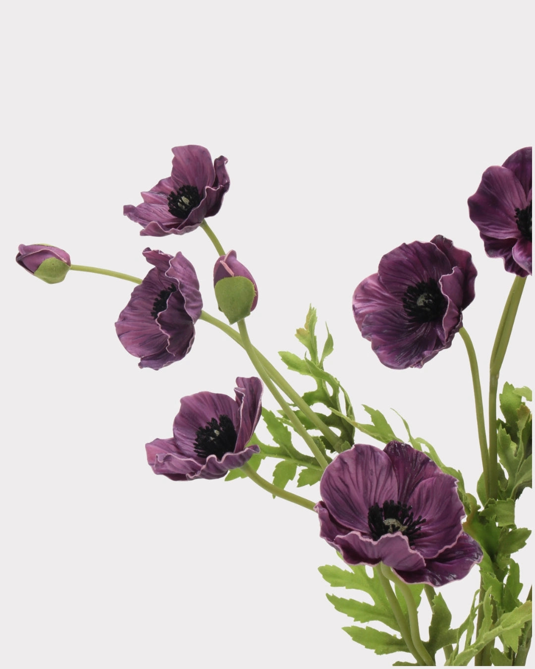 3-Head Poppy Faux Flower in Purple - 18