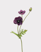 3-Head Poppy Faux Flower in Purple - 18
