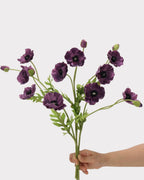 3-Head Poppy Faux Flower in Purple - 18