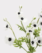 3-Head Poppy Faux Flower in White - 18"