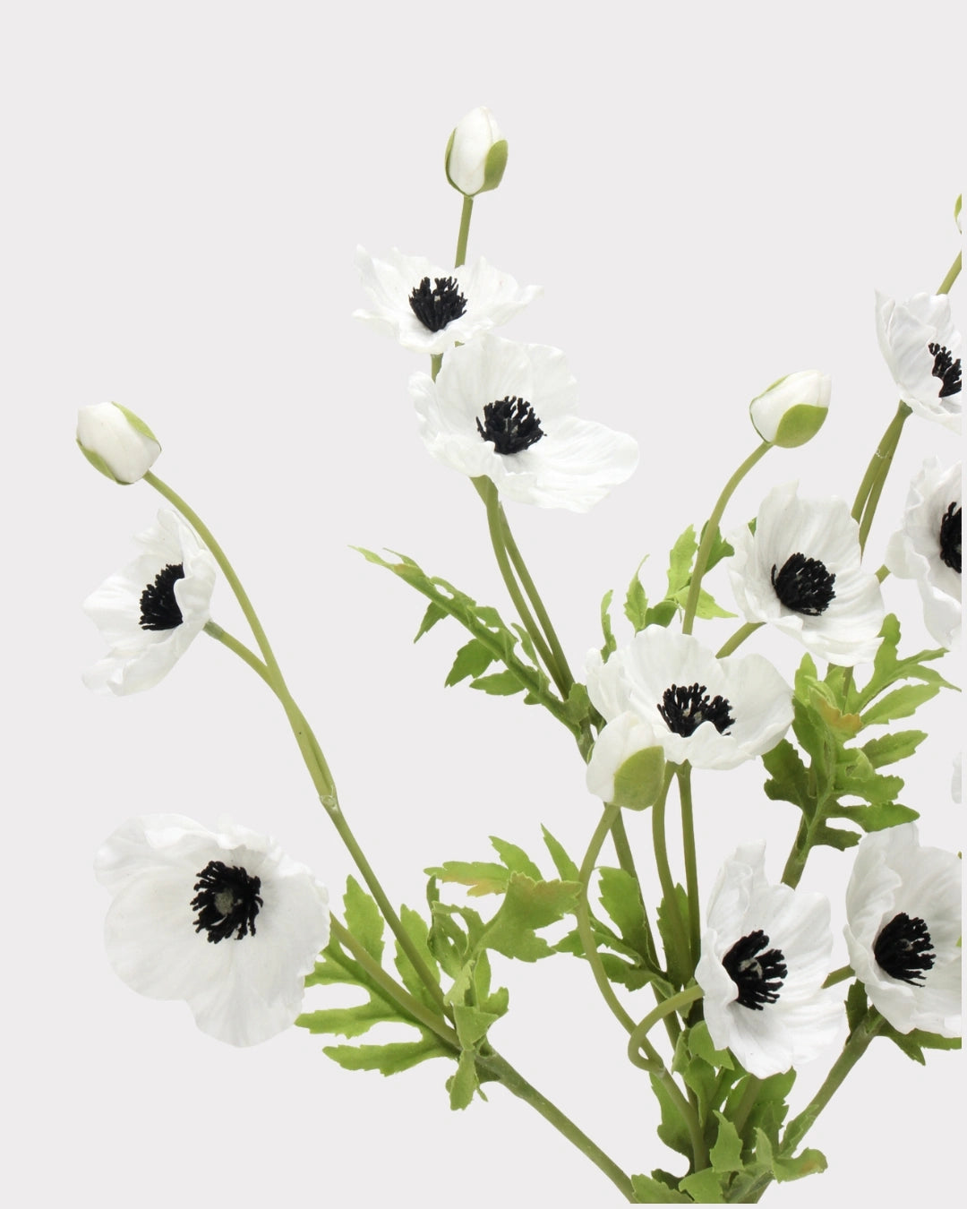 3-Head Poppy Faux Flower in White - 18"