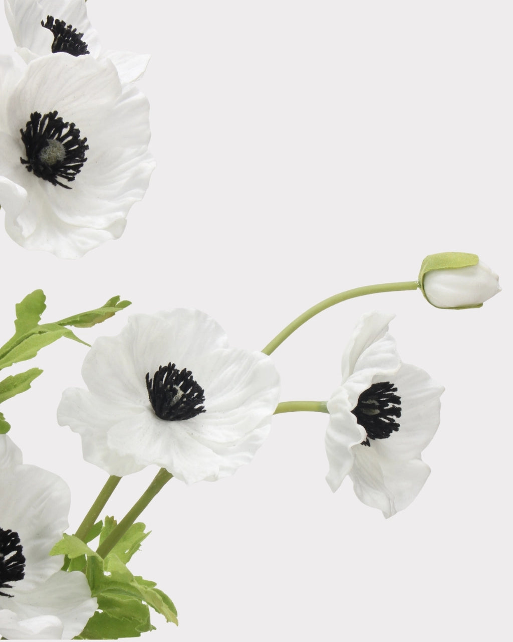 3-Head Poppy Faux Flower in White - 18"