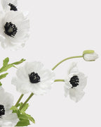 3-Head Poppy Faux Flower in White - 18"
