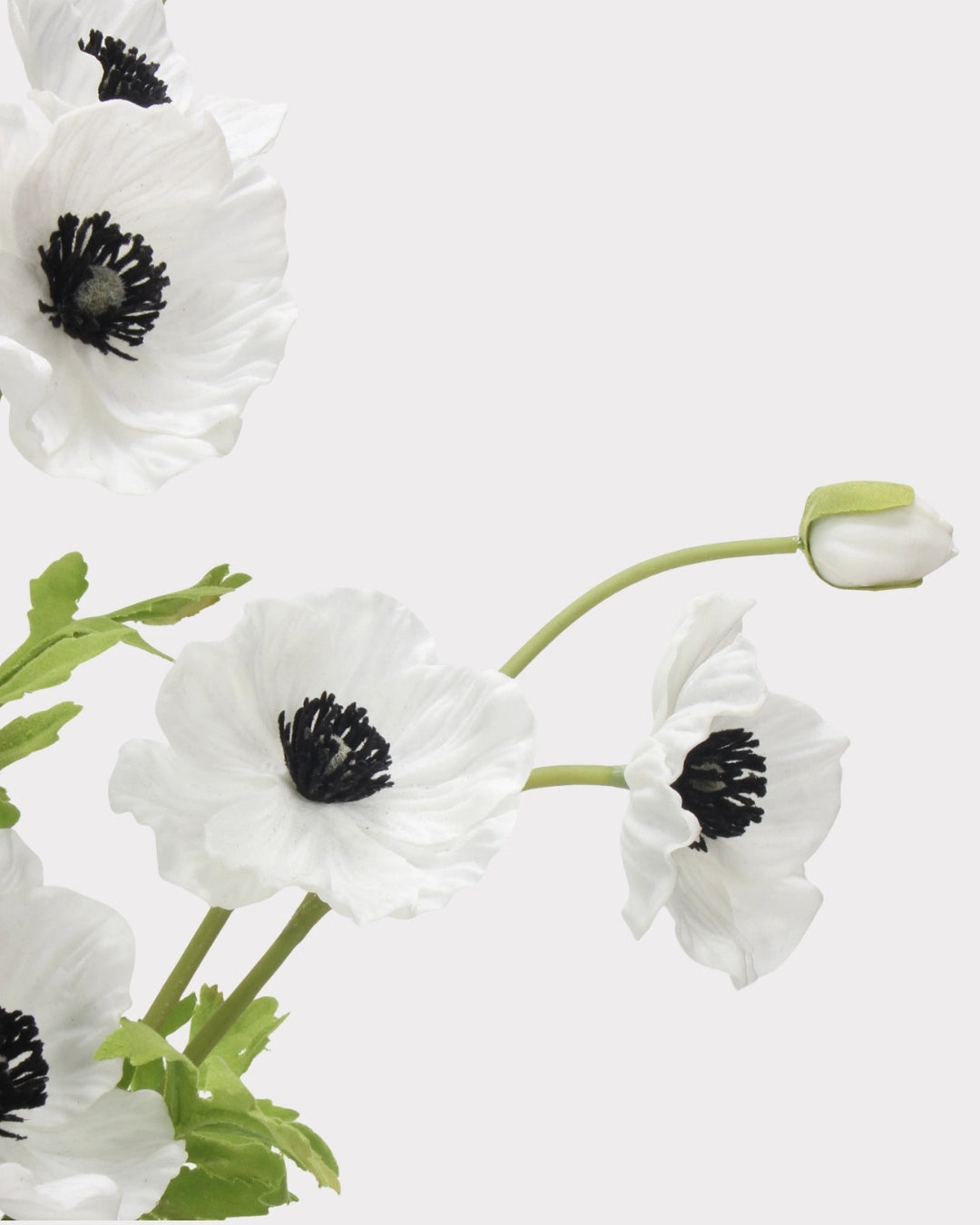 3-Head Poppy Faux Flower in White - 18"