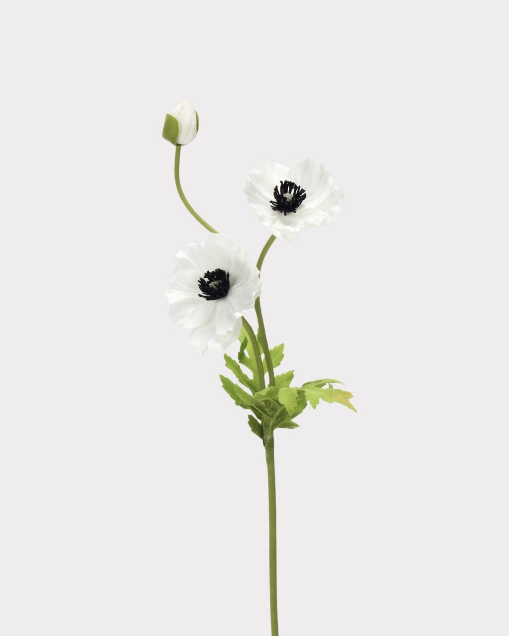 3-Head Poppy Faux Flower in White - 18"
