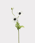 3-Head Poppy Faux Flower in White - 18"