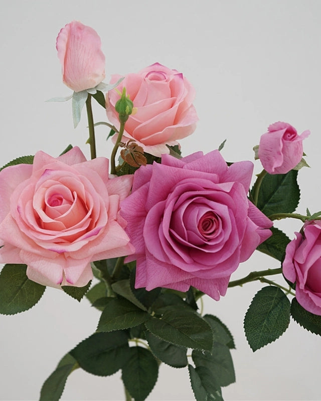 3-Head Real Touch Rose Faux Flower - 30"