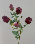 5-Head Vintage Rose Faux Flower in Deep Red - 19"