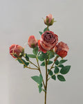 5-Head Vintage Rose Faux Flower in Red - 19"