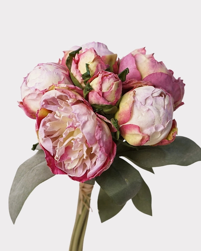 7-Stem Carmine Peony Bouquet - 14"