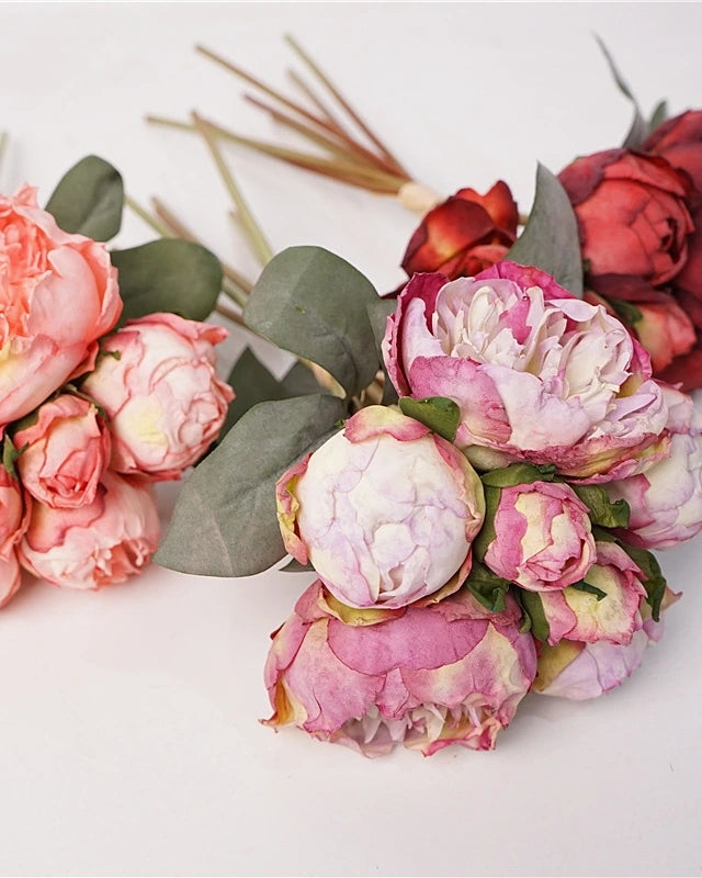 7-Stem Carmine Peony Bouquet - 14"