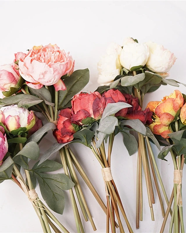 7-Stem Carmine Peony Bouquet - 14"