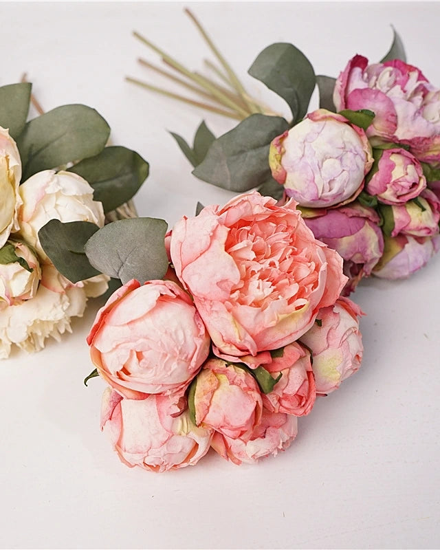 7-Stem Carmine Peony Bouquet - 14"