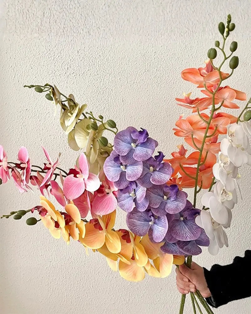 9-Head Faux Film Phalaenopsis Orchid Flower - 38.6"