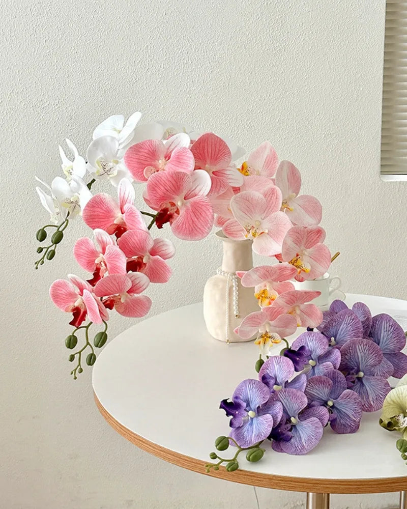 9-Head Faux Film Phalaenopsis Orchid Flower - 38.6"