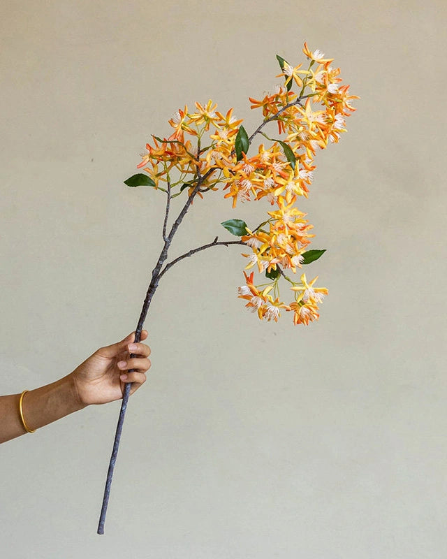 Artificial Double Head Gem Orchid Stem 33"