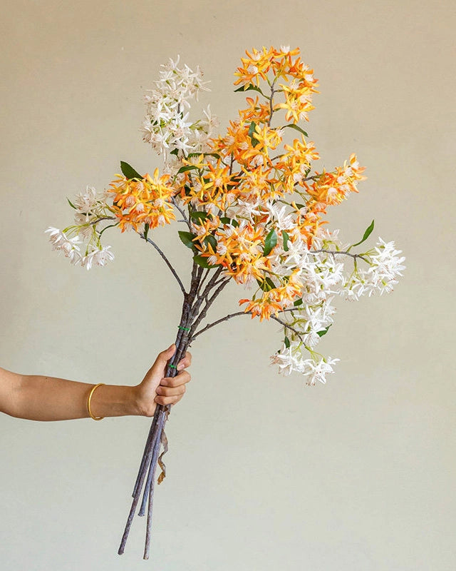 Artificial Double Head Gem Orchid Stem 33"