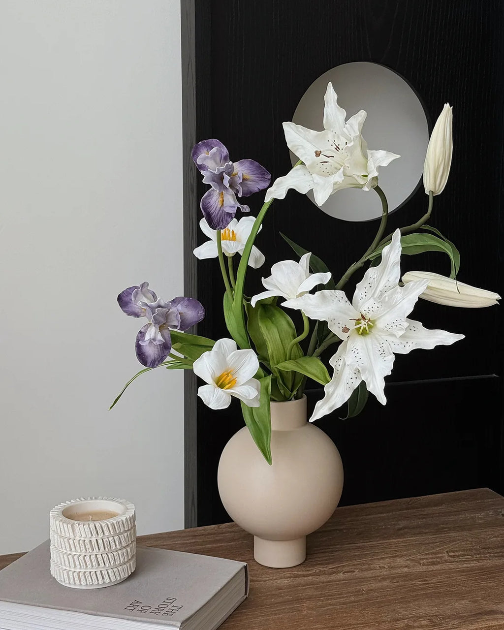 Artificial Lily Flower Branch 2 Stems 25"