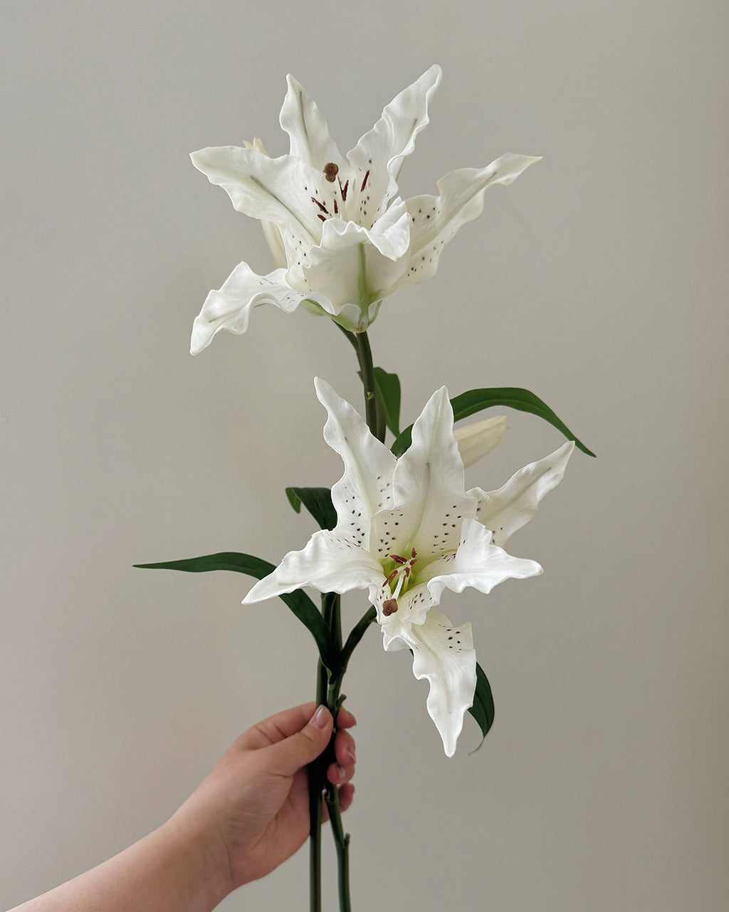 Artificial Lily Flower Branch 2 Stems 25"