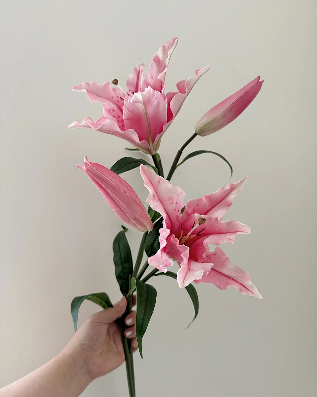 Artificial Lily Flower Branch 2 Stems 25"