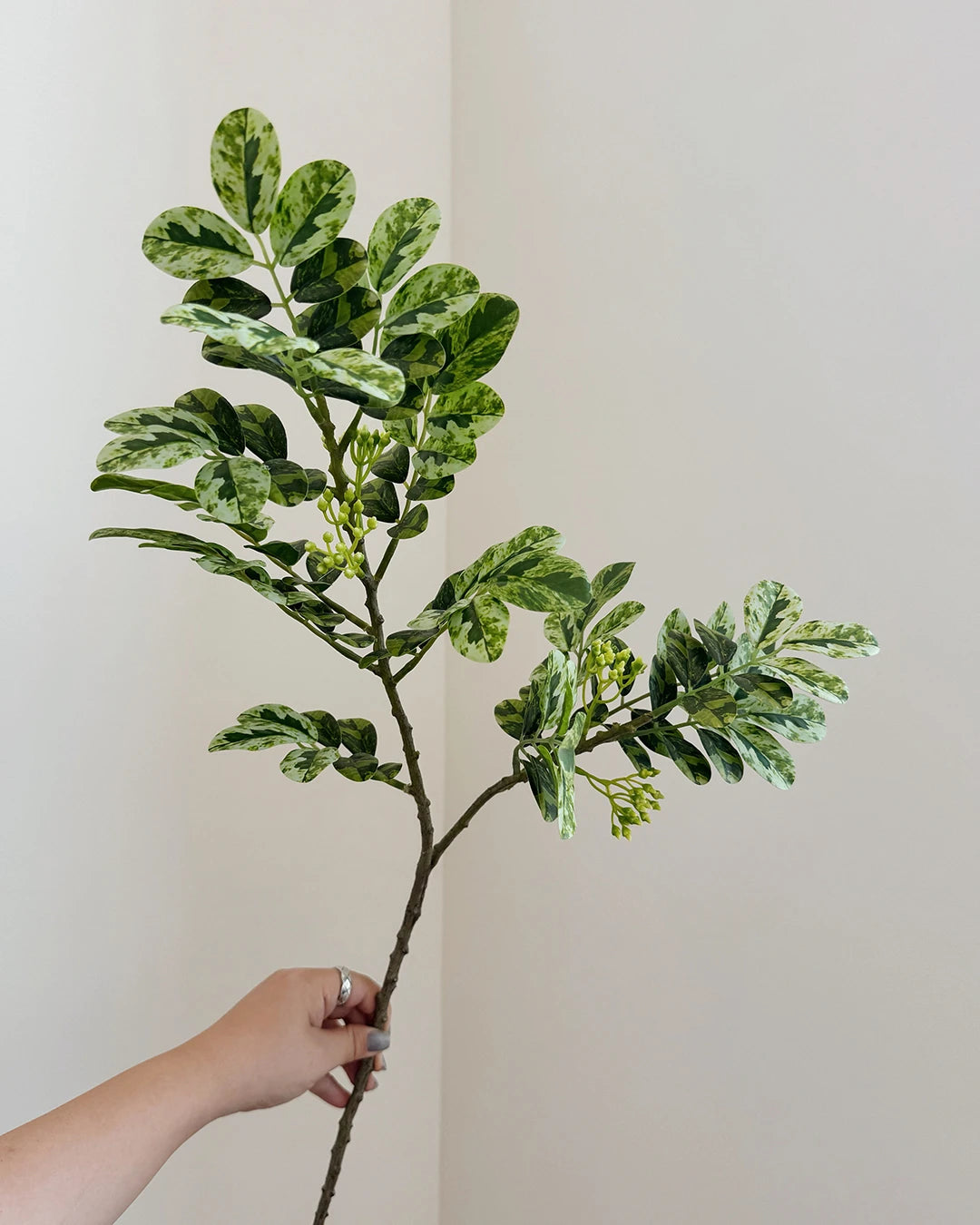 Artificial Snowflake Leaf Stem 27"