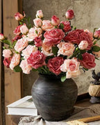 Burnt Edge Vintage Rose Faux Flower - 22"