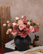 Burnt Edge Vintage Rose Faux Flower - 22"