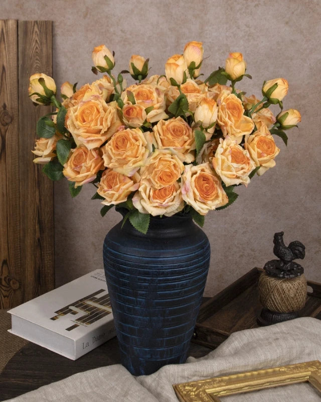 Burnt Edge Vintage Rose Faux Flower - 22"